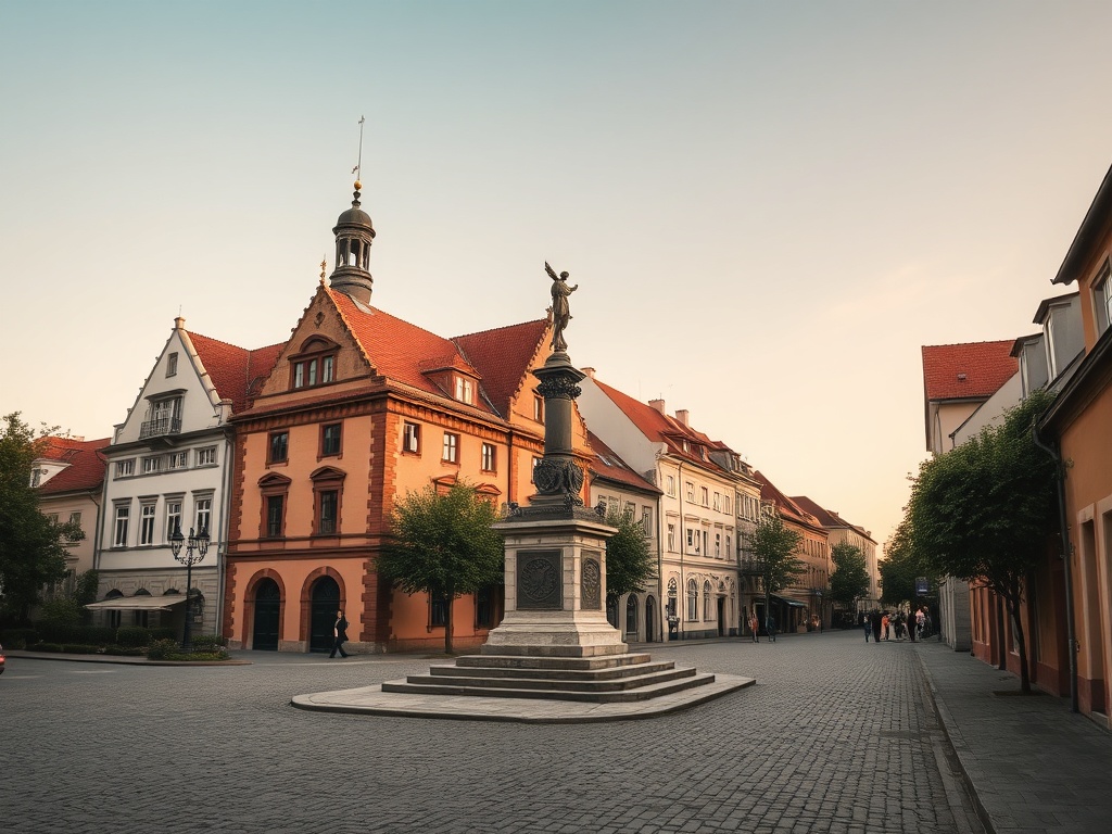 Panorama miasta Chojnów z widokiem na historyczną zabudowę i zieleń